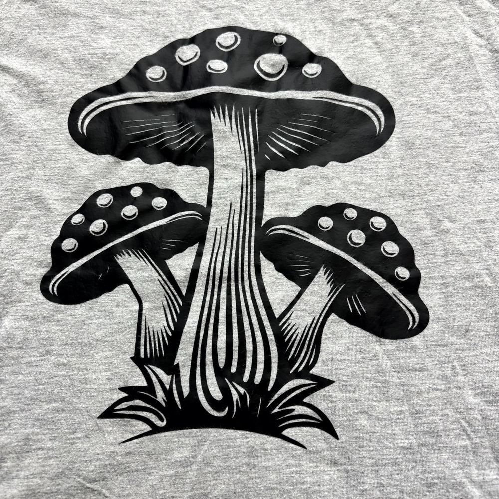 West Loop Womens Medium Gray Mushroom Graphic Tank Top Racerback Boho Festival - Picture 2 of 6